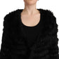 Just Cavalli Elegant Tasseled V-Neck Black Cardigan