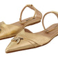 Patrizia Pepe Elegant Gold Leather Flat Sandals Boots