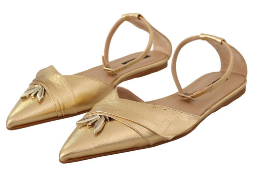 Patrizia Pepe Elegant Gold Leather Flat Sandals Boots