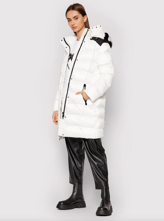 PINKO Chic White Short Jacket with Custom Hood