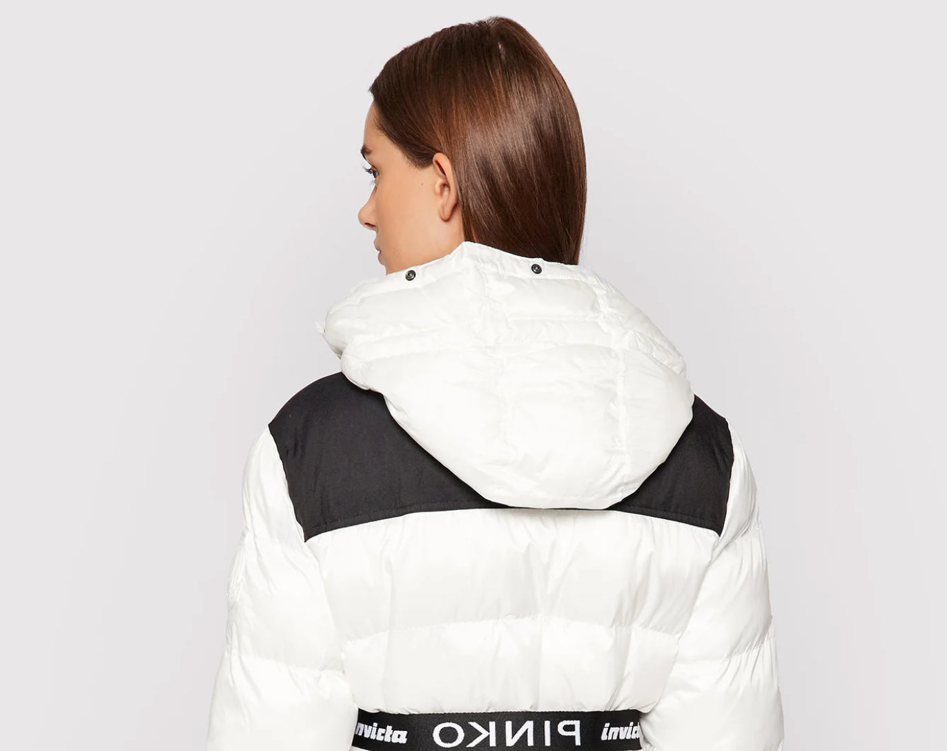 PINKO Chic White Short Jacket with Custom Hood