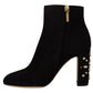 Dolce & Gabbana Elegant Suede Ankle Boots with Crystal Embellishment