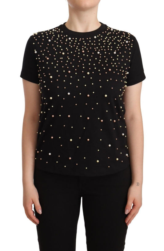 PINKO Elegant Embellished Cotton Jersey Tee