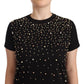 PINKO Elegant Embellished Cotton Jersey Tee