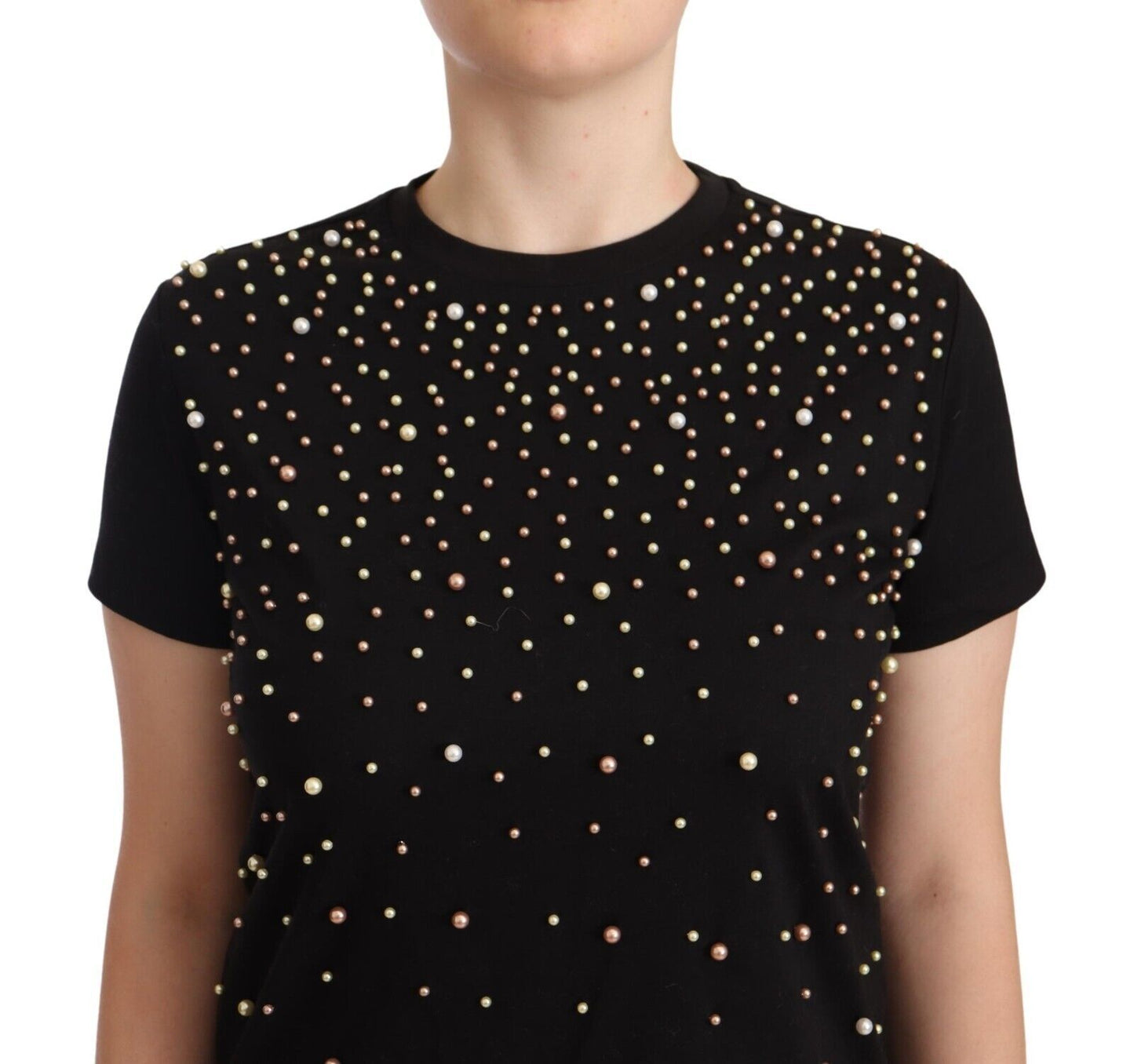 PINKO Elegant Embellished Cotton Jersey Tee