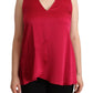 Twinset Elegant Red V-Neck Sleeveless Tank Top