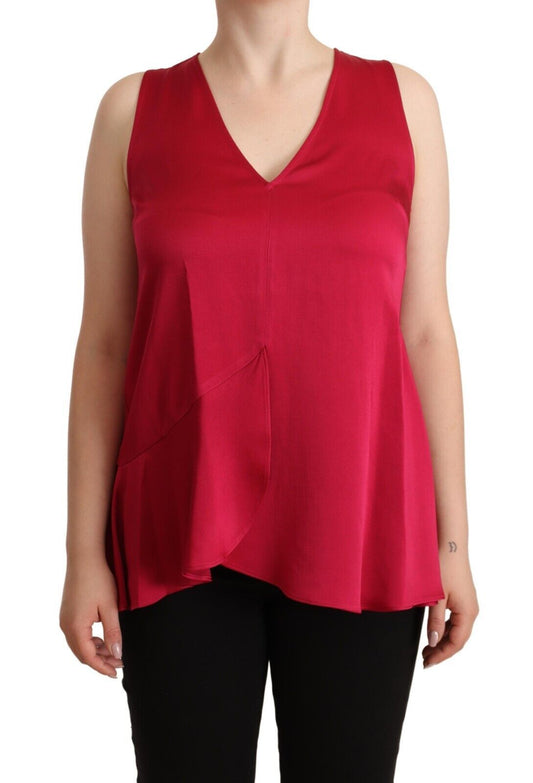 Twinset Elegant Red V-Neck Sleeveless Tank Top