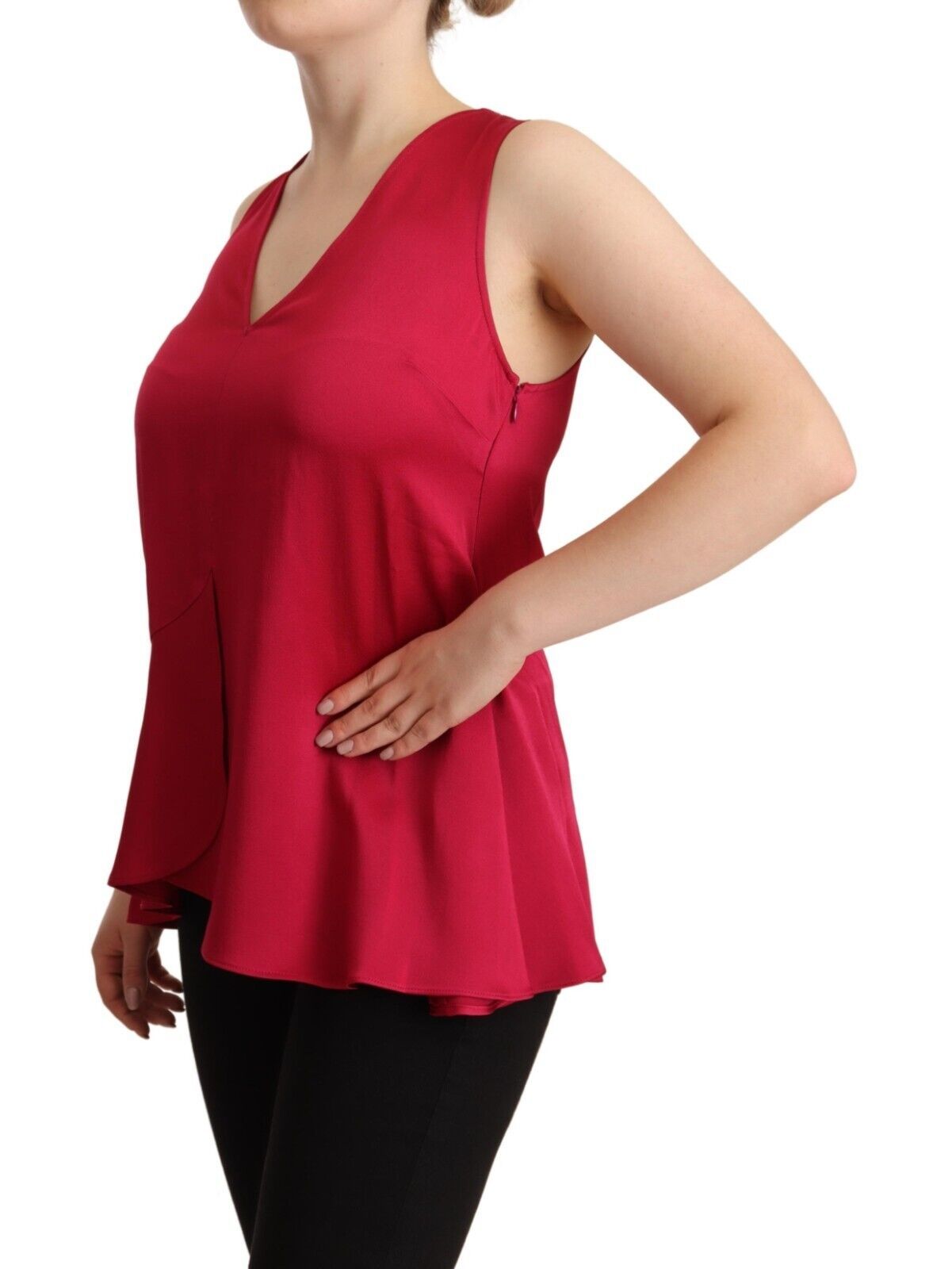 Twinset Elegant Red V-Neck Sleeveless Tank Top