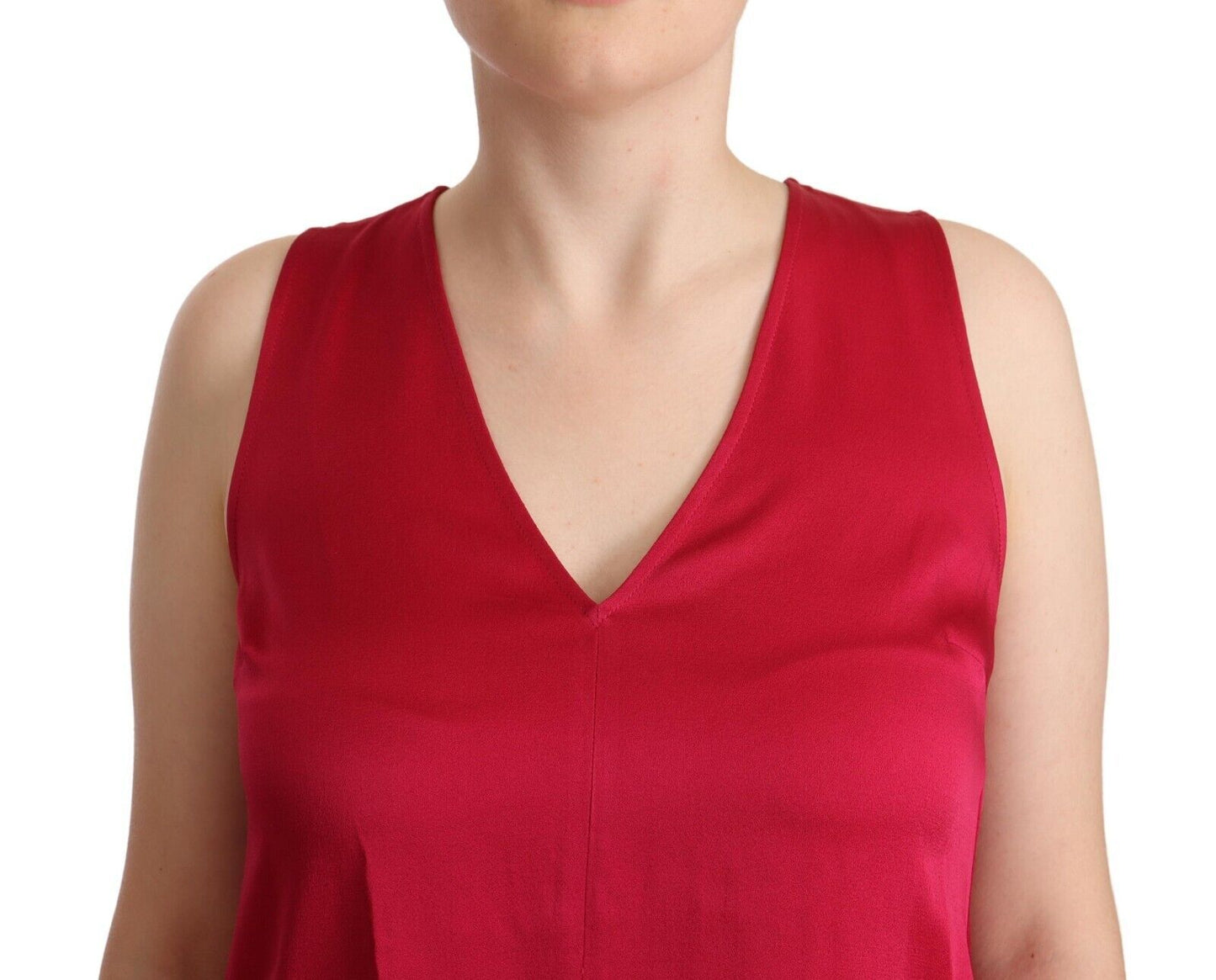 Twinset Elegant Red V-Neck Sleeveless Tank Top