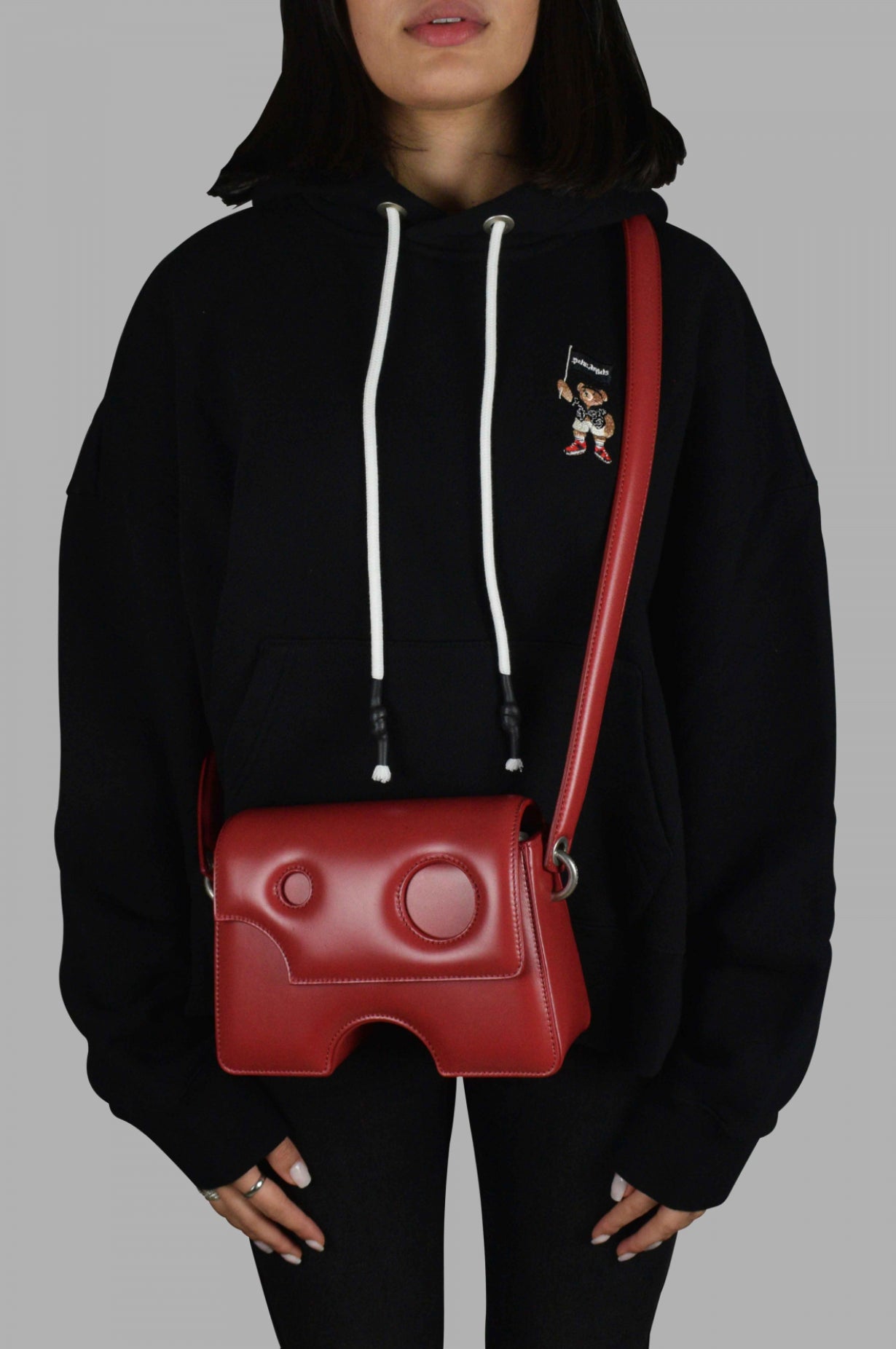 Off-White Red Leather Women Crossbody Bag