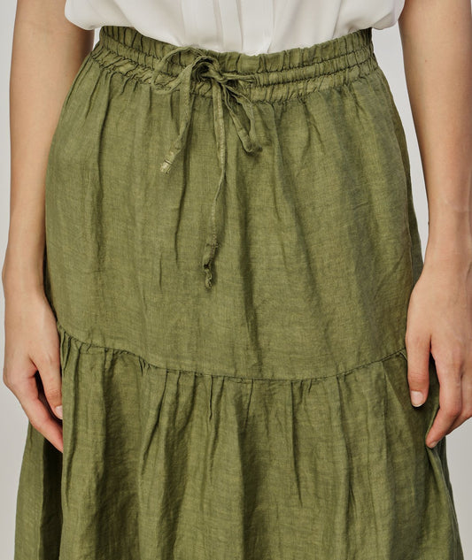 Yes Zee Green Linen Women Skirt