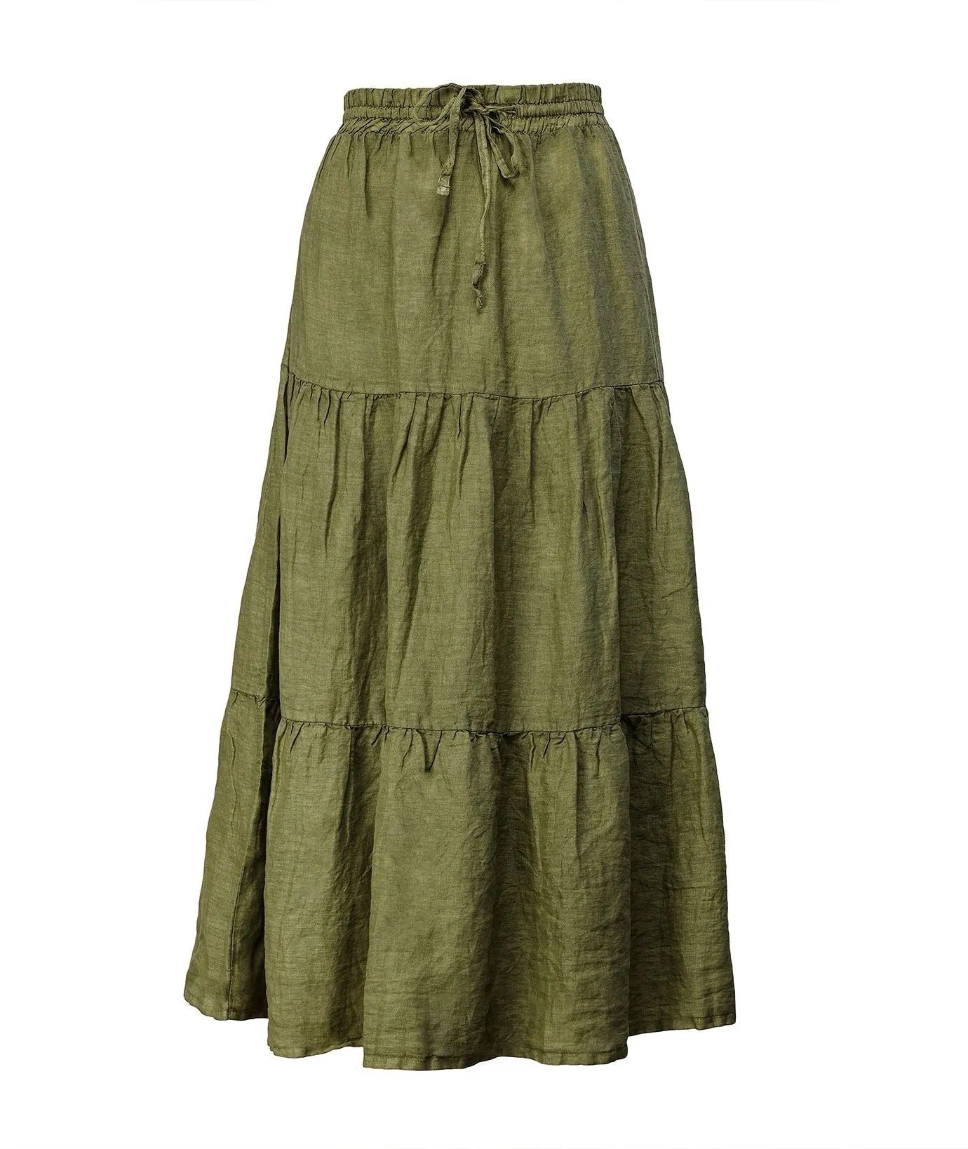 Yes Zee Green Linen Women Skirt