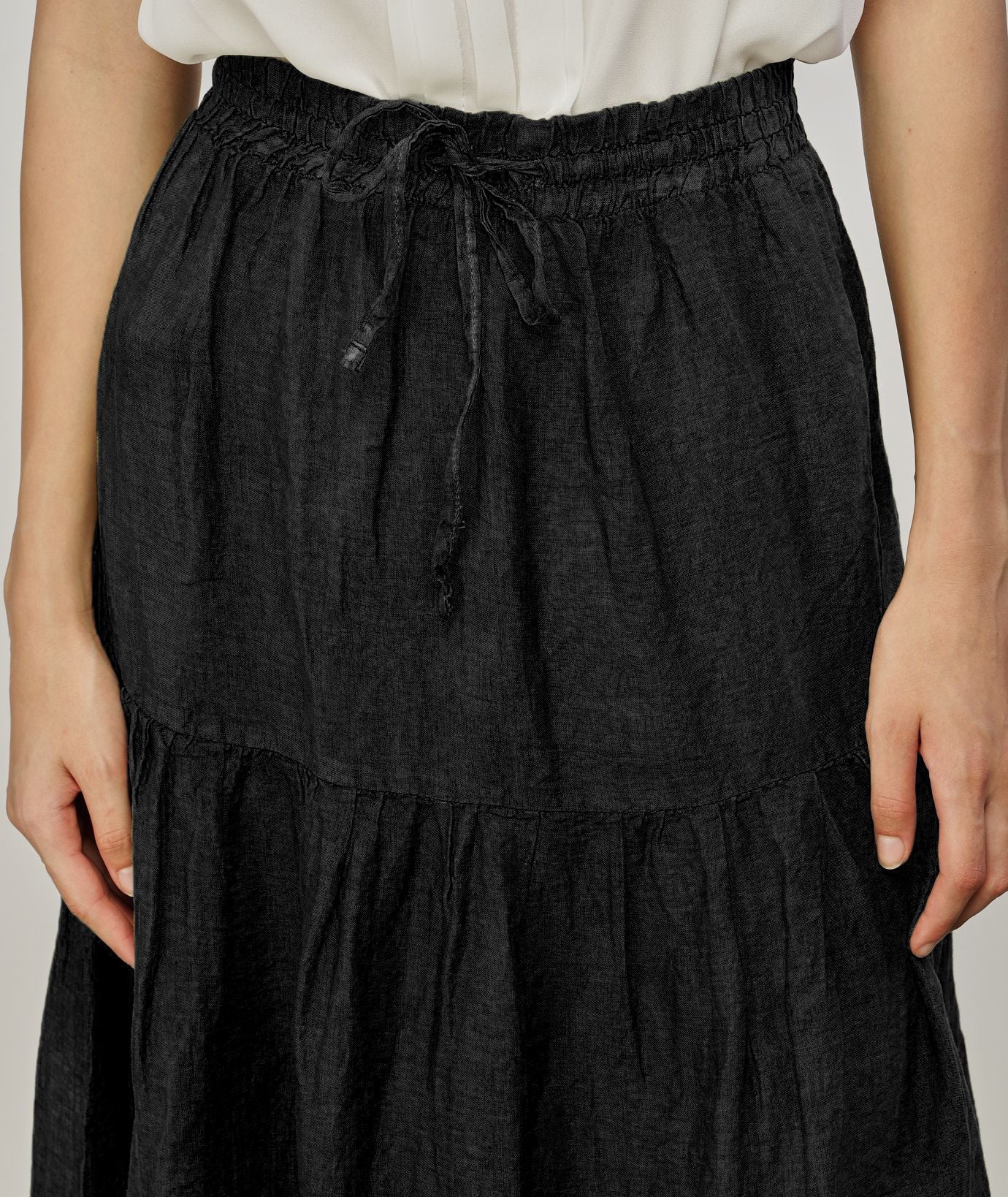 Yes Zee Black Linen Women Skirt