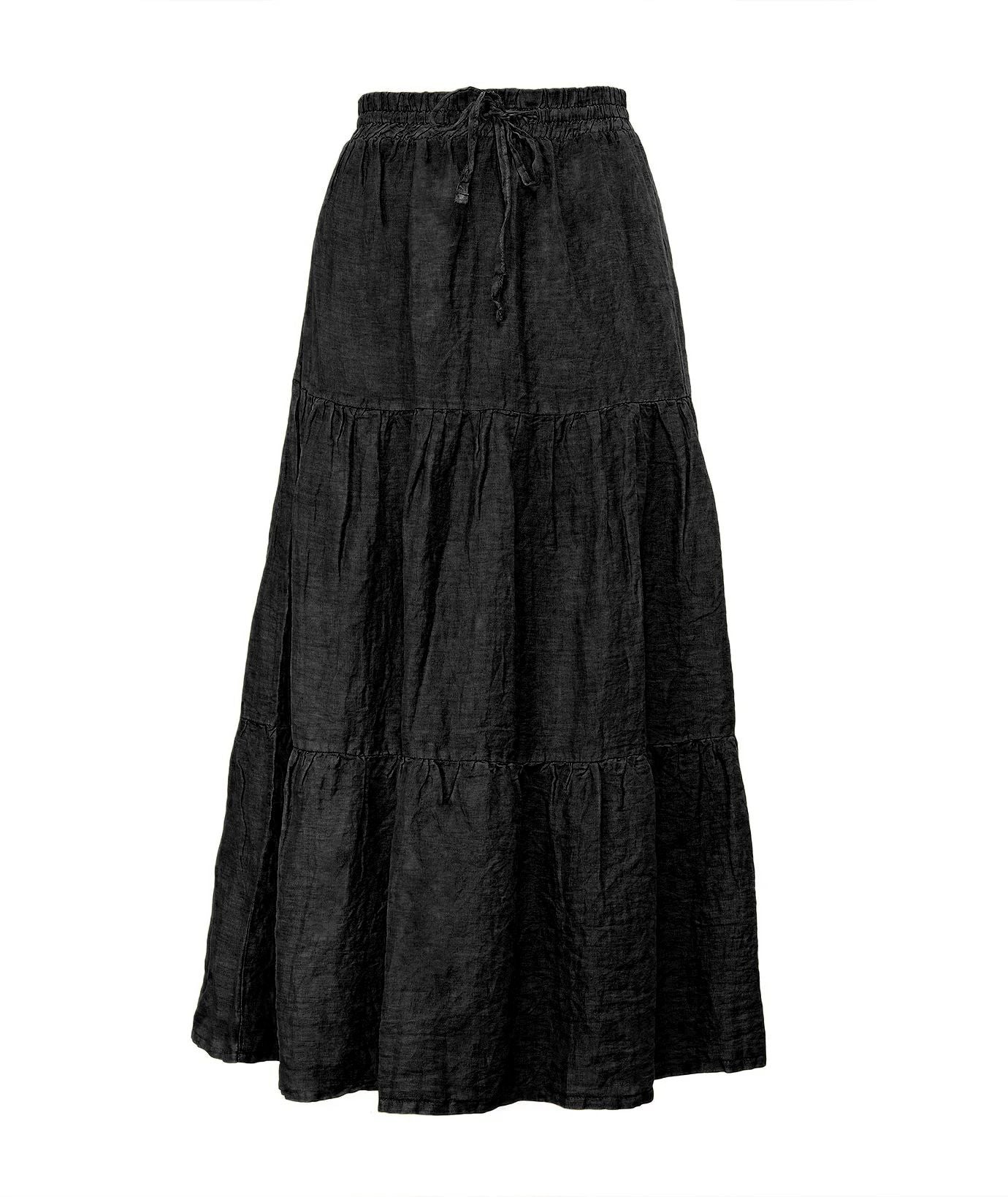 Yes Zee Black Linen Women Skirt