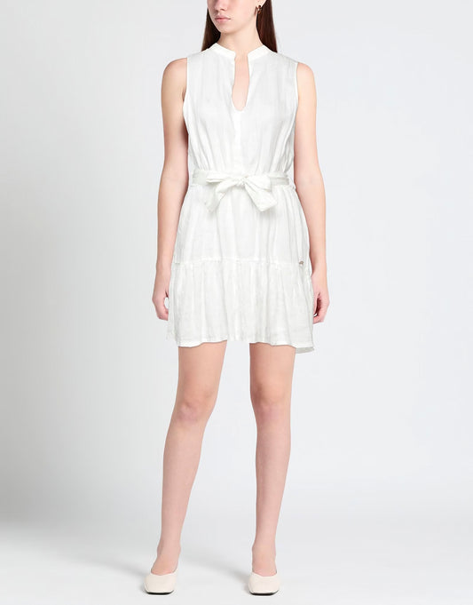 Yes Zee White Linen Women Dress