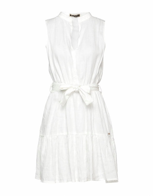 Yes Zee White Linen Women Dress