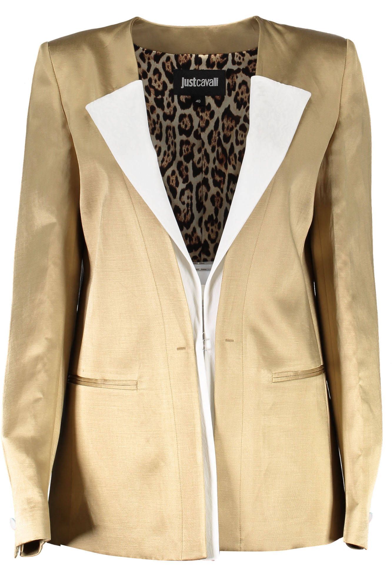 Just Cavalli Gold Linen Women Jacket