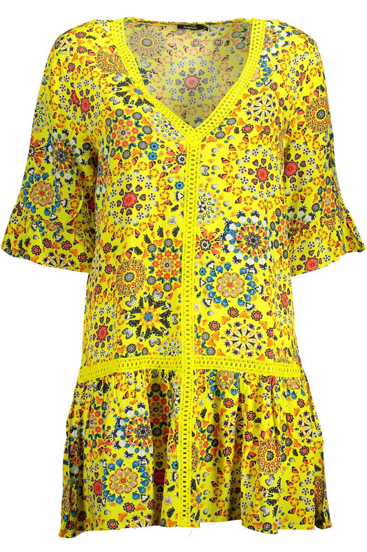 Desigual Yellow Cotton Women Dress