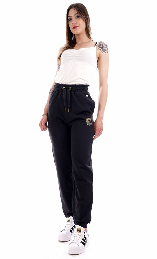 Yes Zee Black Cotton Women Sweatpant