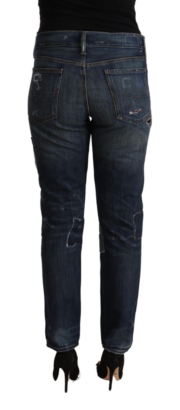 Ralph Lauren Chic Patchwork Mid Waist Denim Jeans