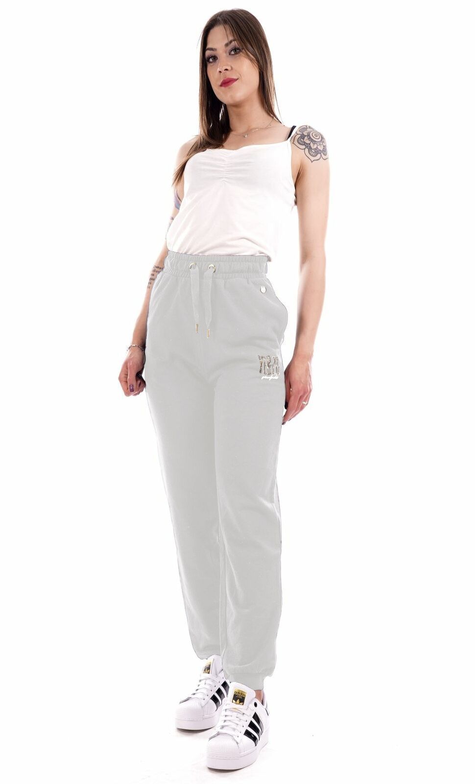 Yes Zee Gray Cotton Women Sweatpant