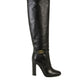 Dolce & Gabbana Elegant Black Calf Leather Boots with Gold Detail