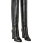 Dolce & Gabbana Elegant Black Calf Leather Boots with Gold Detail