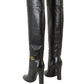 Dolce & Gabbana Elegant Black Calf Leather Boots with Gold Detail