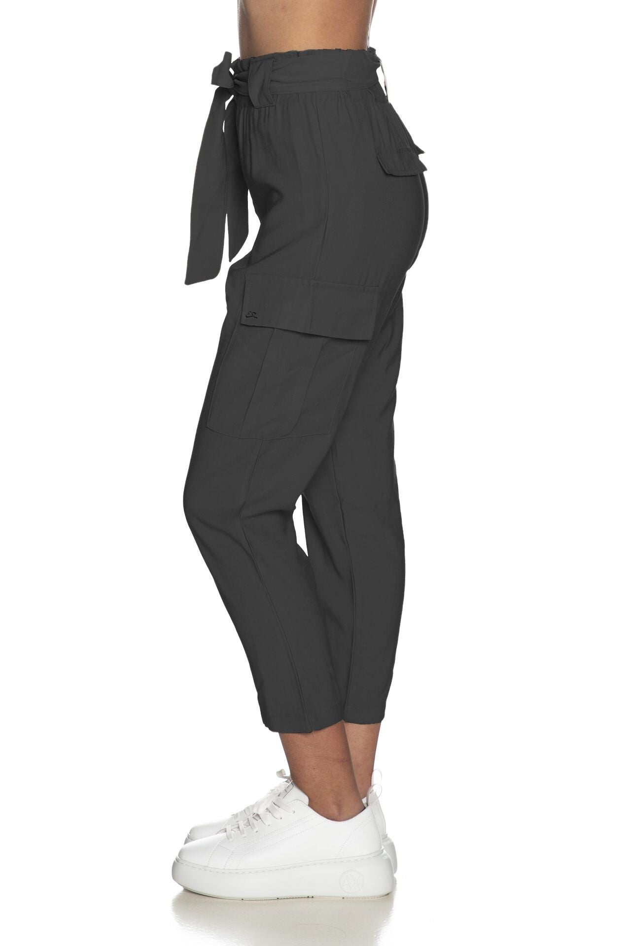 Yes Zee Chic Black Viscose Blend Cargo Pants