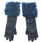 Dolce & Gabbana Elegant Blue Lambskin Leather Gloves