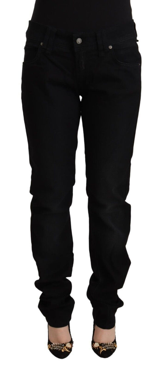 John Galliano Chic Black Low Waist Skinny Denim