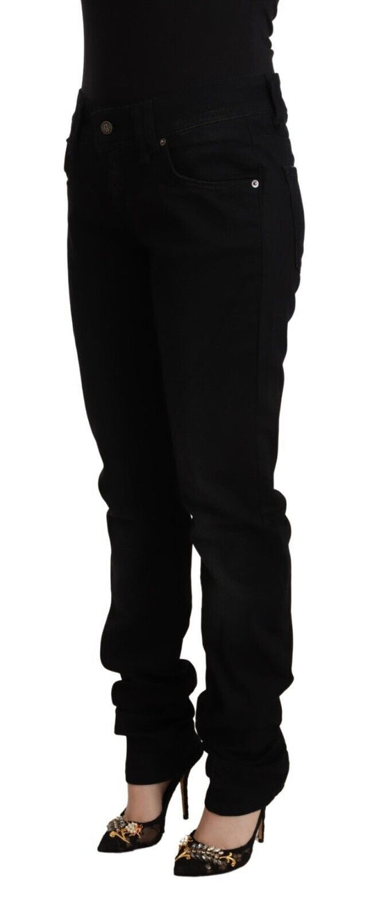 John Galliano Chic Black Low Waist Skinny Denim