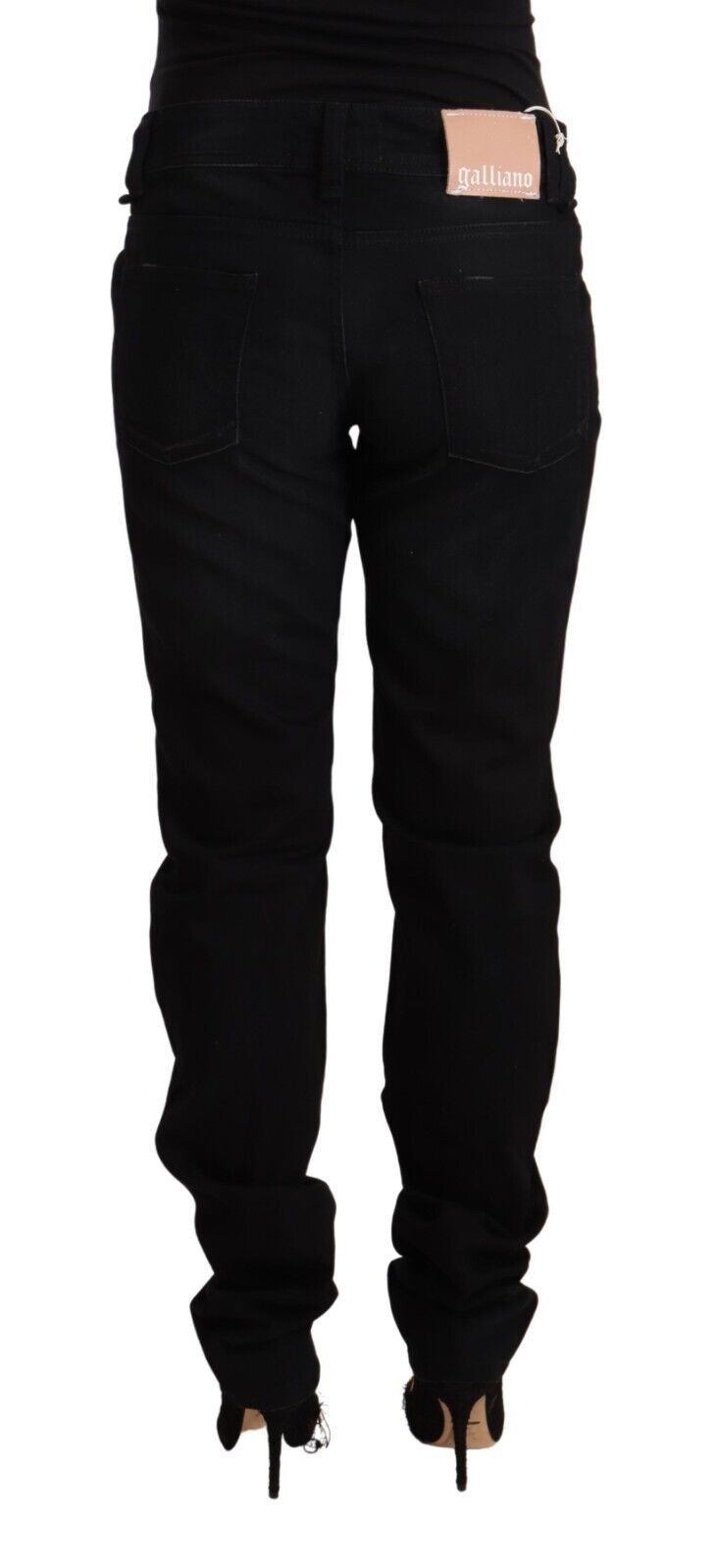 John Galliano Chic Black Low Waist Skinny Denim