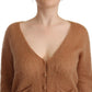 PINK MEMORIES Chic Brown Knit Cardigan with Front Button Closure