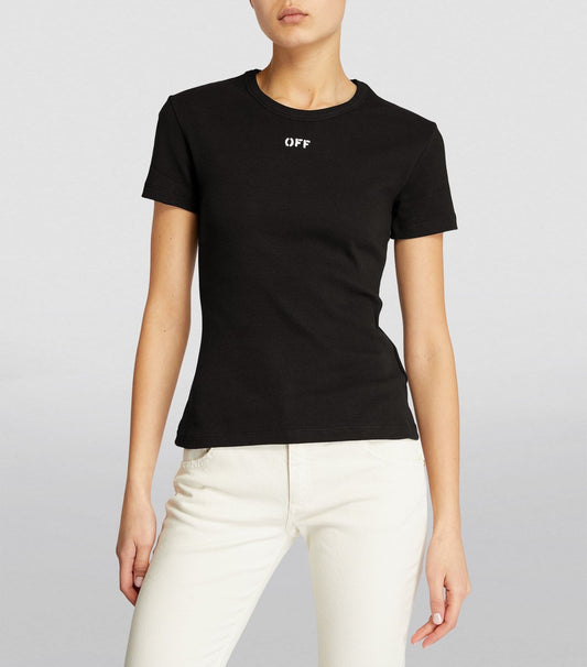 Off-White Black Cotton Women T-Shirt