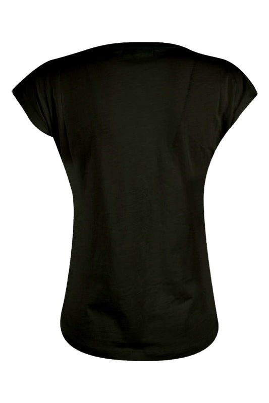 Yes Zee Black Cotton Women T-Shirt