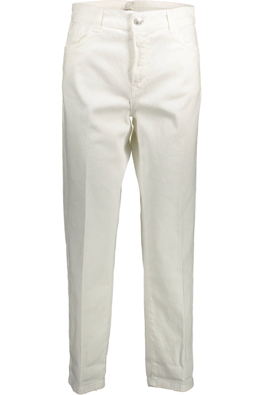 Kocca White Cotton Women Trouser