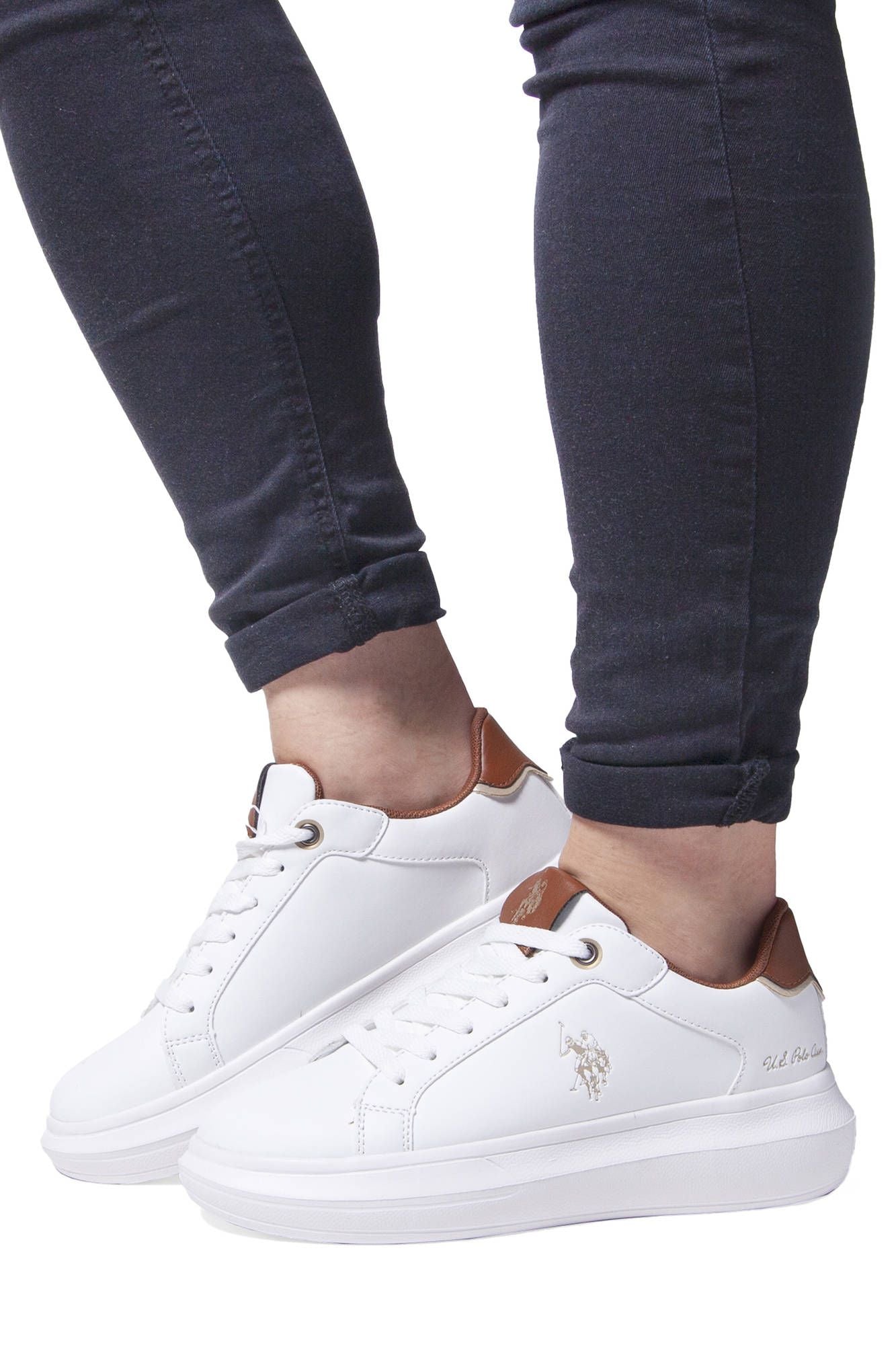 U.S. POLO ASSN. White Polyester Women Sneaker