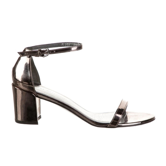 Stuart Weitzman Elegant Gray Patent Calfskin Sandals