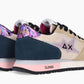 Sun68 Chic Beige Sneakers with Purple Accents