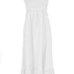 Yes Zee Elegant White Linen Maxi Dress with Smocked Bodice