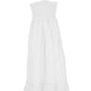 Yes Zee Elegant White Linen Maxi Dress with Smocked Bodice