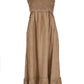 Yes Zee Elegant Beige Linen Maxi Dress with Flounce Hem