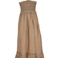 Yes Zee Elegant Beige Linen Maxi Dress with Flounce Hem