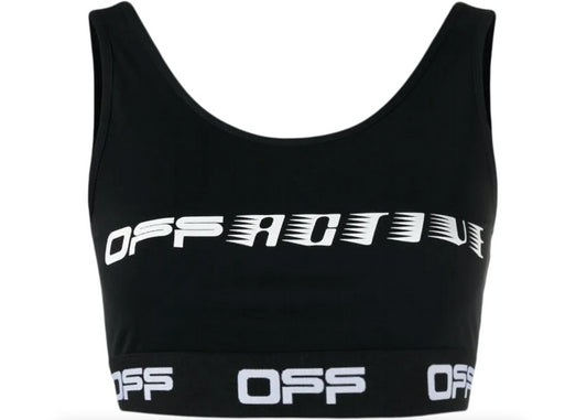 Off-White Chic Activewear Black Elasticized Logo Top