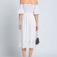 Yes Zee Chic White Cotton Trapezoid Summer Dress