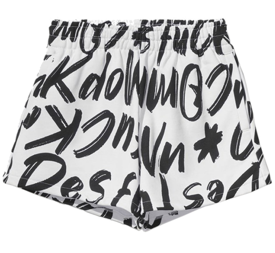 Comme Des Fuckdown Elevated Casual White Cotton Shorts with Print