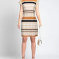 Yes Zee Beige Striped Sleeveless Summer Dress