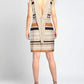 Yes Zee Beige Striped Sleeveless Summer Dress