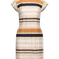 Yes Zee Beige Striped Sleeveless Summer Dress